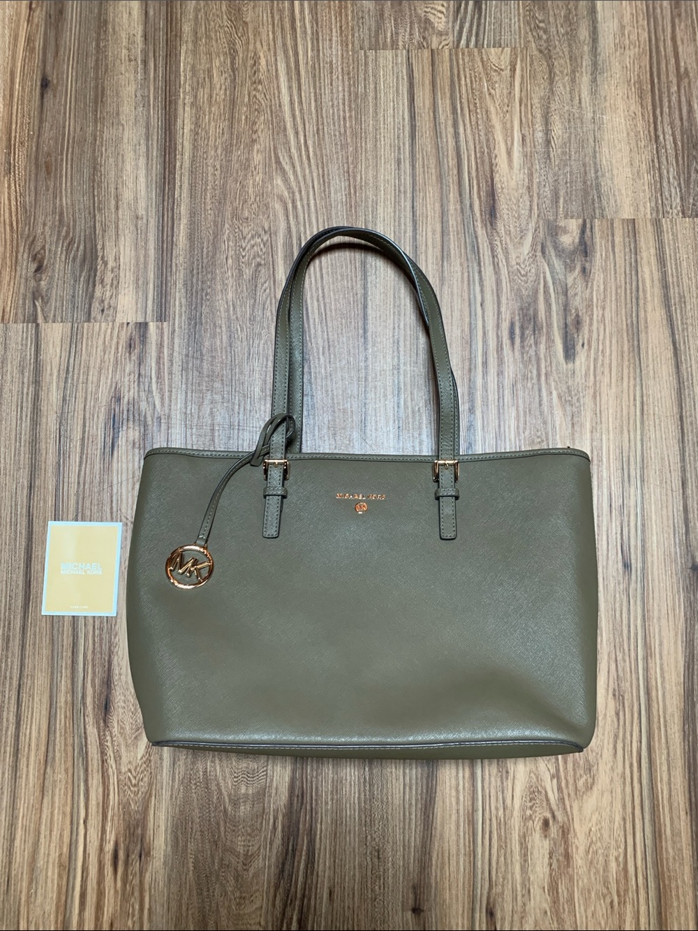 Michael Kors Olive Green Leather Tote